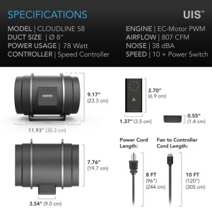 Cloudline Pro S8 Ø200 1372 MC/H AC Infinity