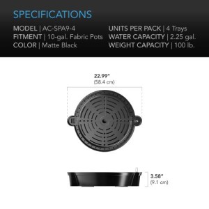XL Self-Watering Fabric Pot Base 4PZ AC Infinity
