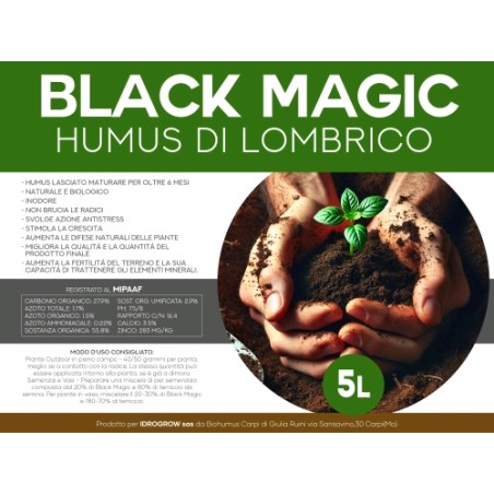 Organic Worm Humus Made IN Italy 5L Black Magic