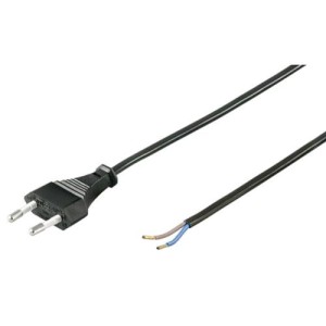 Kabel Mit Italienischem Bipolarstecker 2X0.75 Schwarz 10A 5MT Für Cfl Und Absauganlagen R-P-L