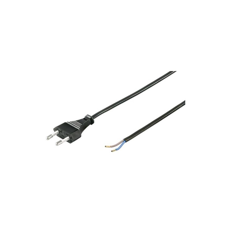 Cavo Con Spina Italiana Bipolare 2X0,75 Nero 10A 5 metri per CFL e Aspiratori R-P-L