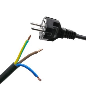 Dreipoliges Kabel mit Shucko-Stecker Querschnitt 0.75 cm Schwarz Länge 80 cm R-P-L