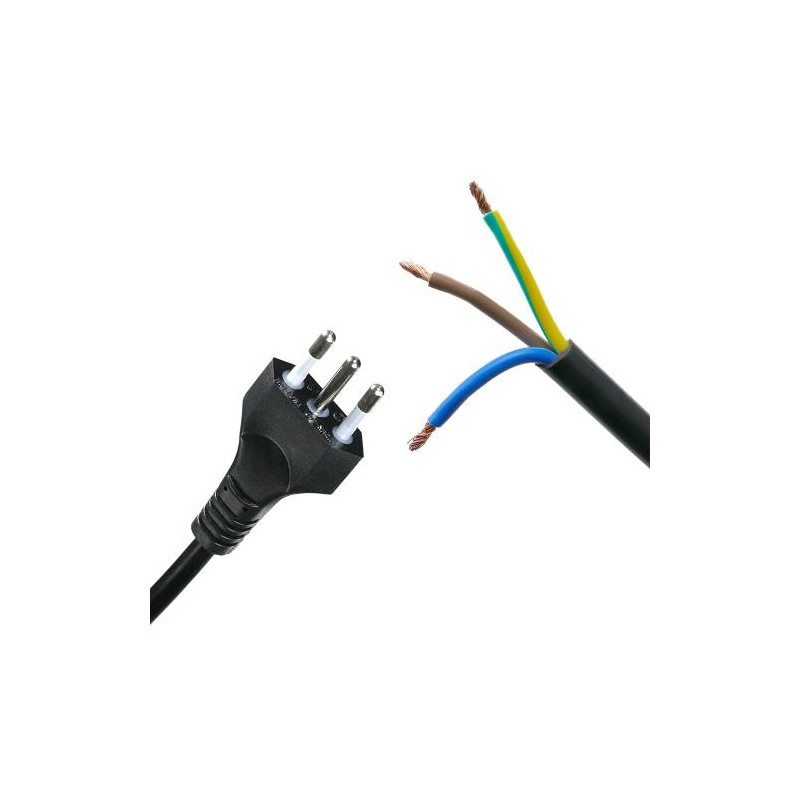 Three-Pole Cable with Italian Plug Section 0.75 cm Black Length 80 cm R-P-L