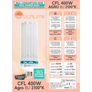Lampada CFL G-Shock 400 Watt Basso Consumo Agro Vegetativa e Fioritura 2100°K Cultilite