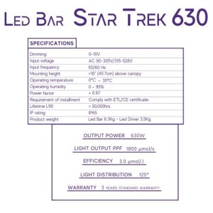 LED Bar Star Trek 630 3.0 µmol/J Cultilite By Nanolux