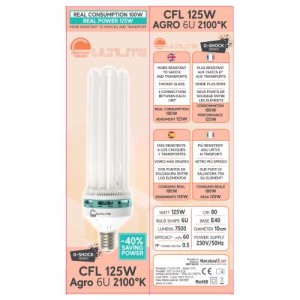 g Shock 125W Agro CFL Low Consumption Lamp 2100°K Cultilite