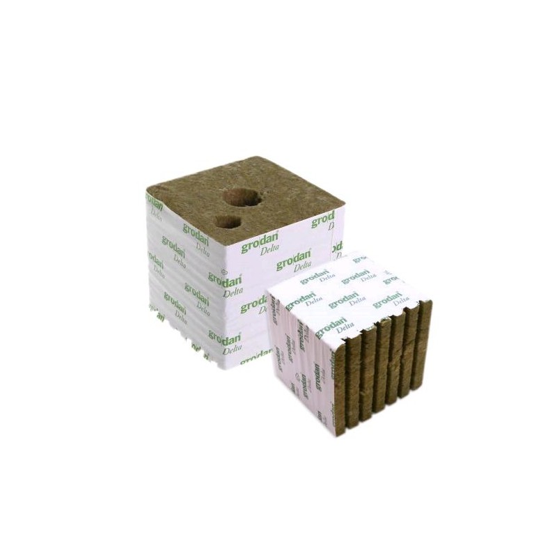 Cubo de Lana de Roca 15X15X15 cm Con Agujero Ø 4 cm Grodan