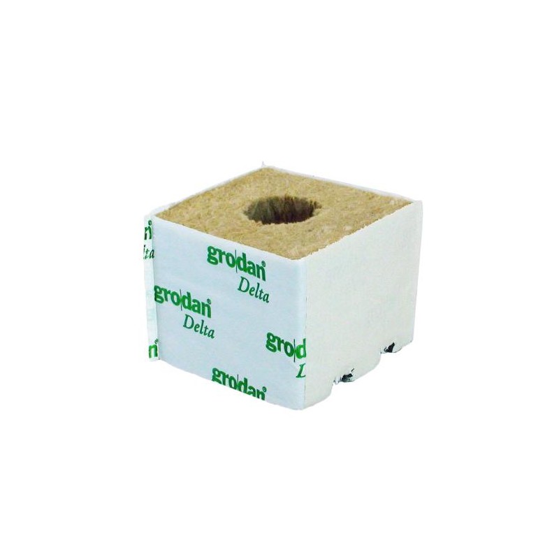 Cubo de Lana de Roca 7.5X7.5X7.5 cm Con Agujero Ø2.5CM Grodan