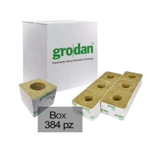 Rockwool Cube Box 7.5X7.5X7.5 cm With Hole Ø 4 cm 384 Units Grodan