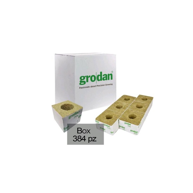 Cubetti Lana Di Roccia 7,5X7,5X7,5 cm con Foro Ø 4 cm Scatola da 384 Pezzi Grodan
