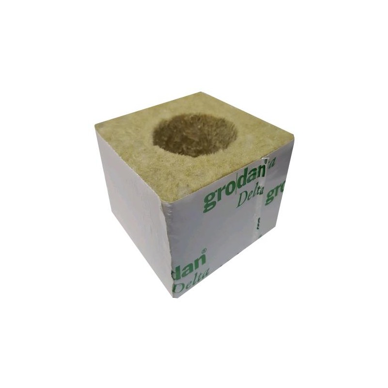 Cube Laine De Roche 7.5X7.5X7.5 cm Avec Trou Ø 4 cm Grodan