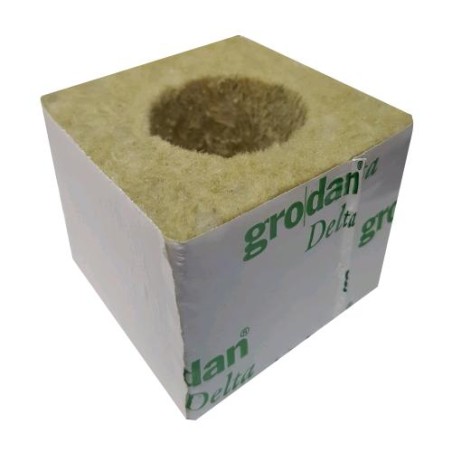 Cubetto Lana di Roccia 7,5X7,5X7,5 cm con Foro Ø4 cm Grodan