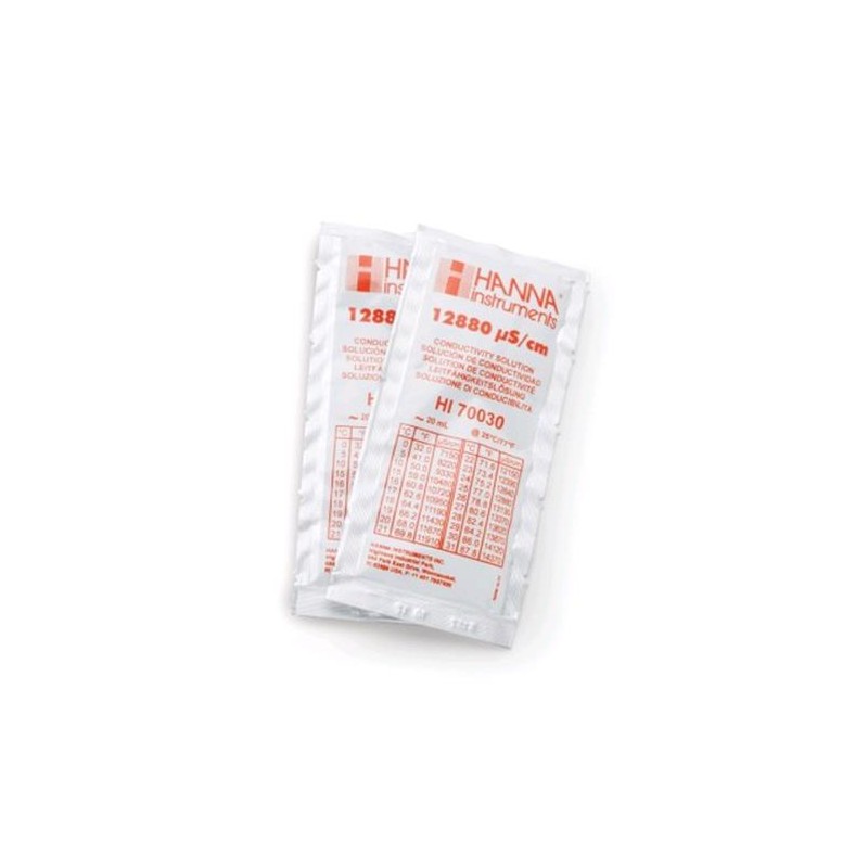 Hanna Boîte 25 Sachets Solution de Calibration EC 12880 Jetable 20 ml HI70030P Hanna Instruments