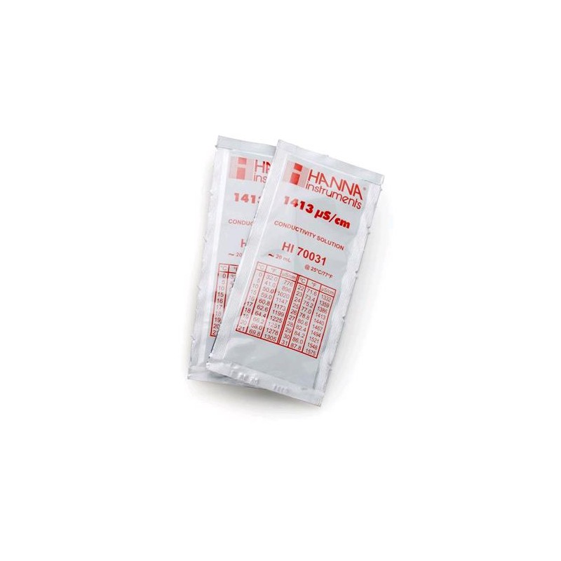 Hanna Box 25 Beutel Kalibrierlösung EC 1,413 Einmalgebrauch 20 ml HI70031P Hanna Instruments