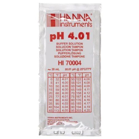 Soluzione Calibrazione pH 4.01 Usa E Getta 20 ml Scatola 25 Bustine HI70004P Hanna Instruments