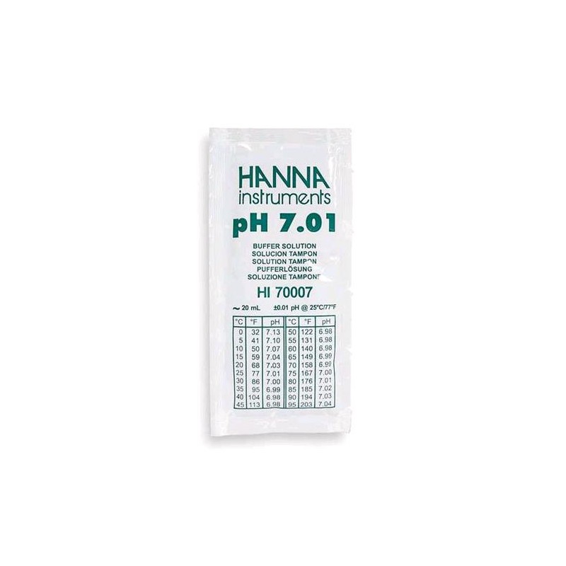 Hanna Boîte 25 Sachets Solution de Calibration PH 7.01 Usage Unique 20 ml HI70007P Hanna Instruments