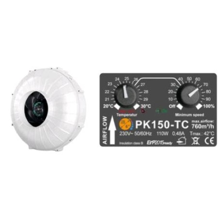 Estrattore Cablato PK150-TC Temperatura Controllata Ø150 760 M³/H Prima Klima