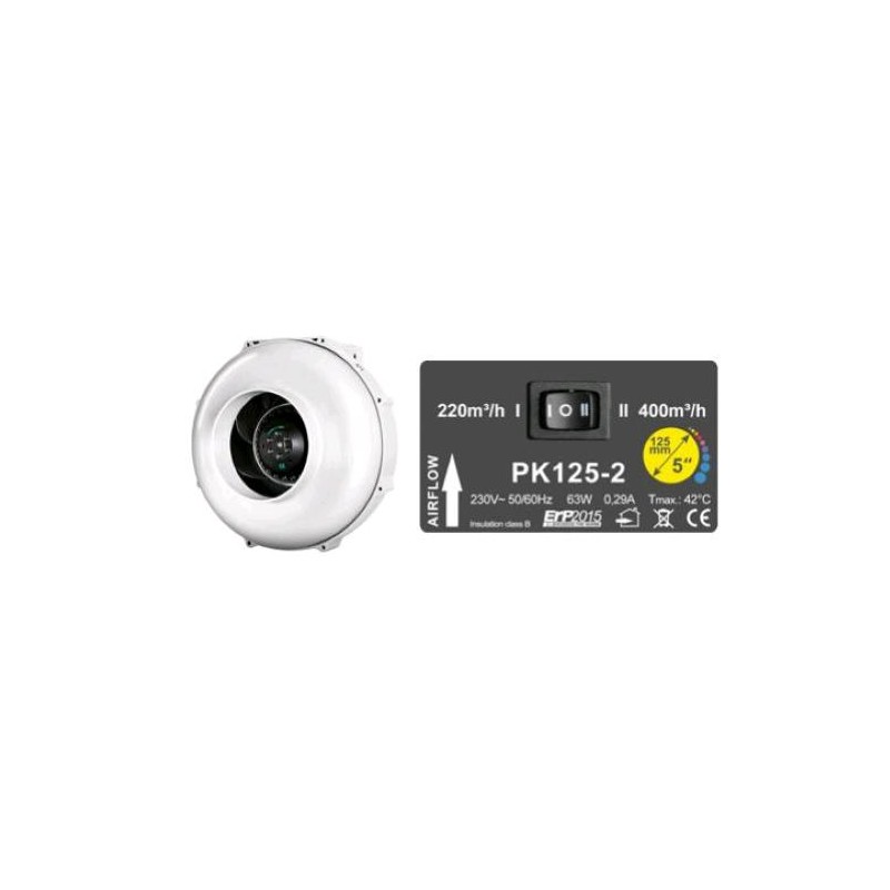 Wired Extractor PK125 2 Ø125 Two Speeds 220/400 MC/H Prima Klima