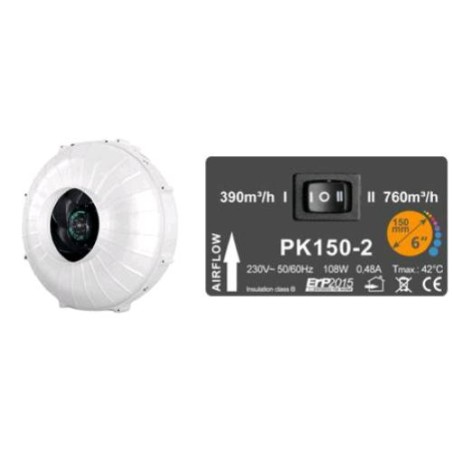 Extracteur Cablé PK150 2 Ø150 Deux Vitesses 390/760 MC/H Prima Klima