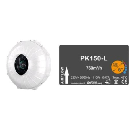 Extractor Cableado PK150 l Ø150 Una Velocidad 760 MC/H Prima Klima
