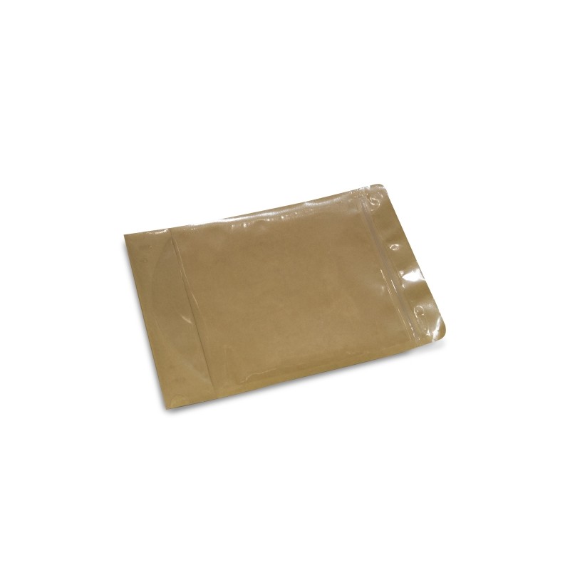 Zip Bags Odor Resistant in Kraft Paper 28GR 15X23.5 cm (Pack of 50 Pieces) Qnubu