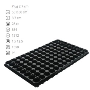 Bandeja 104 Cubos Macetas H 3.5cm Plug Cultivo Profesional Radix Pro