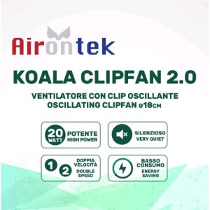 Koala Fan 2.0 Clip Ventilator Schwenkbar 20W 18 cm Airontek
